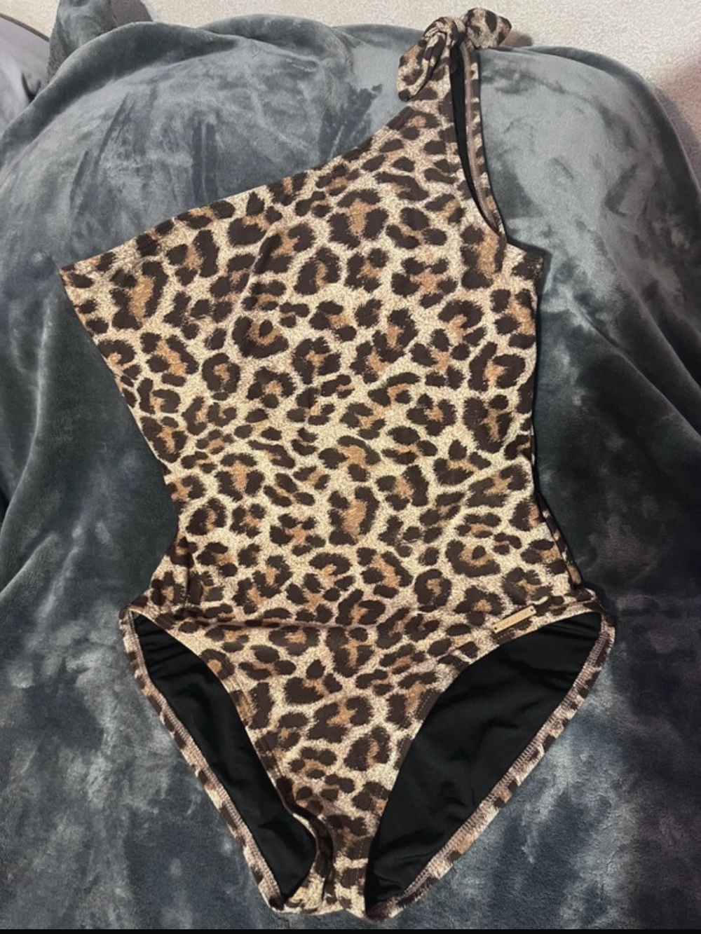Michael Kors Leopard Print One-Shoulder Swimsuit - Brown